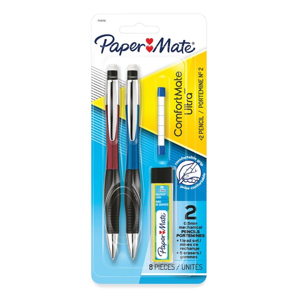 Paper Mate Mechanical Pencil, 0.5mm, Asst Barrel, PK2 1738795